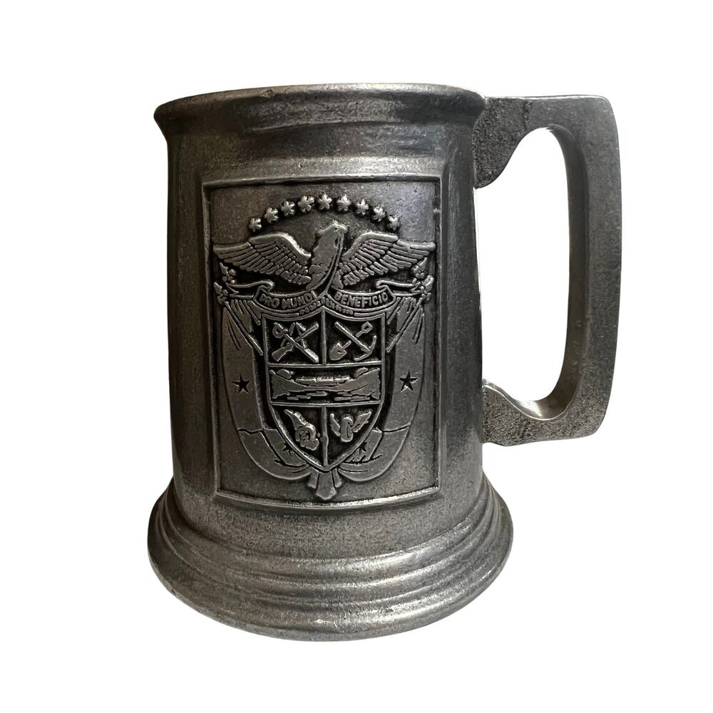 Vintage Wilton Armetale Pewter Pro Mundi Beneficio Eagle Logo Beer Stein